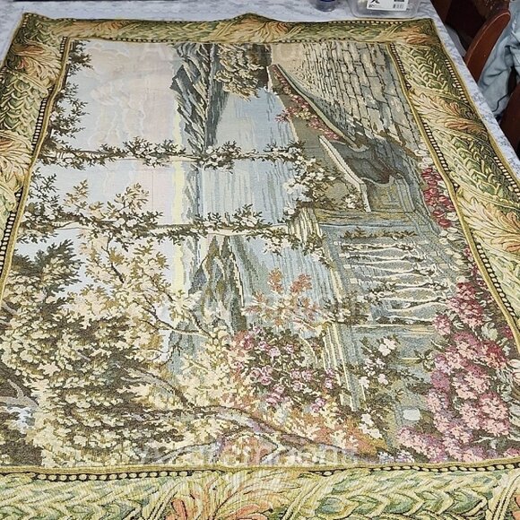 Vintage Tapestry with Scenic Landscape 36 x 52 - Picture 1 of 8